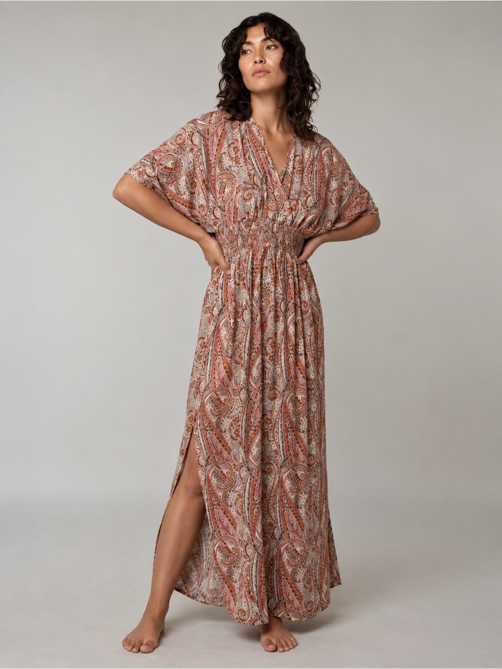 Boutique Paisley Maxi Dress | Medium | Boho Flutter Sleeve | Maternity Friendly